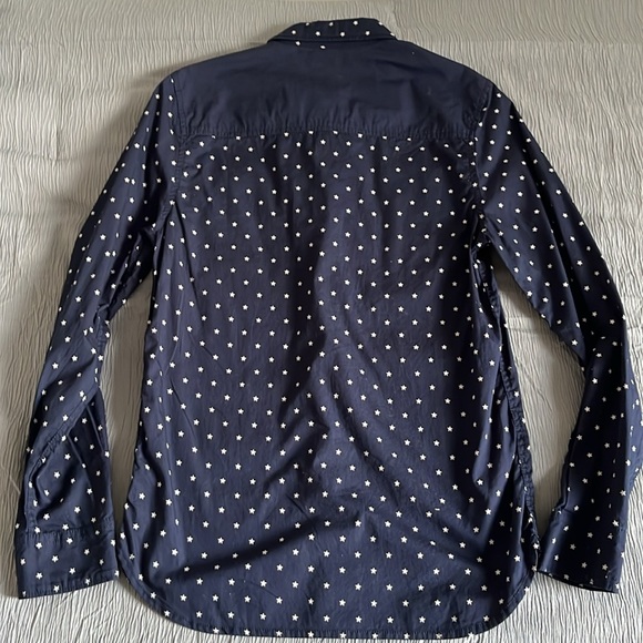 H&M Shirt with Stars Print in navy XS NEW - Picture 4 of 4